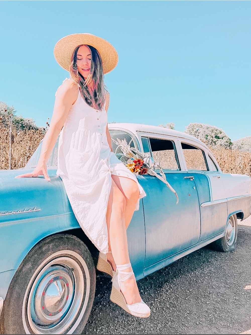 Emerson Fry White Livia Button Dress - White Linen